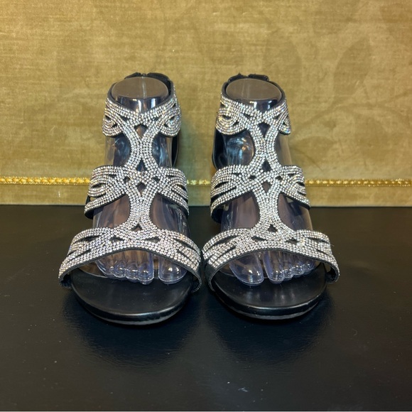 Patrizia Spring Step Wedge Heels Silver Sparkling Rhinestones Women's 9.5-10/40 - Picture 2 of 13